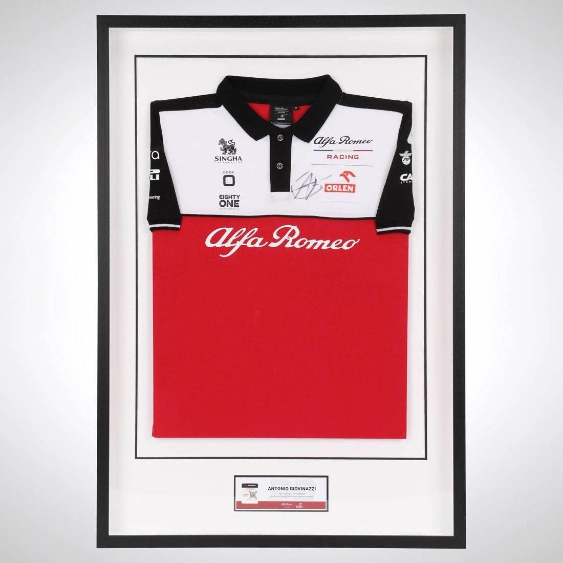 Alfa Romeo Antonio Giovinazzi 2021 Signed Polo Shirt 2 Alfa Romeo Antonio Giovinazzi 2021 Signed Polo Shirt
