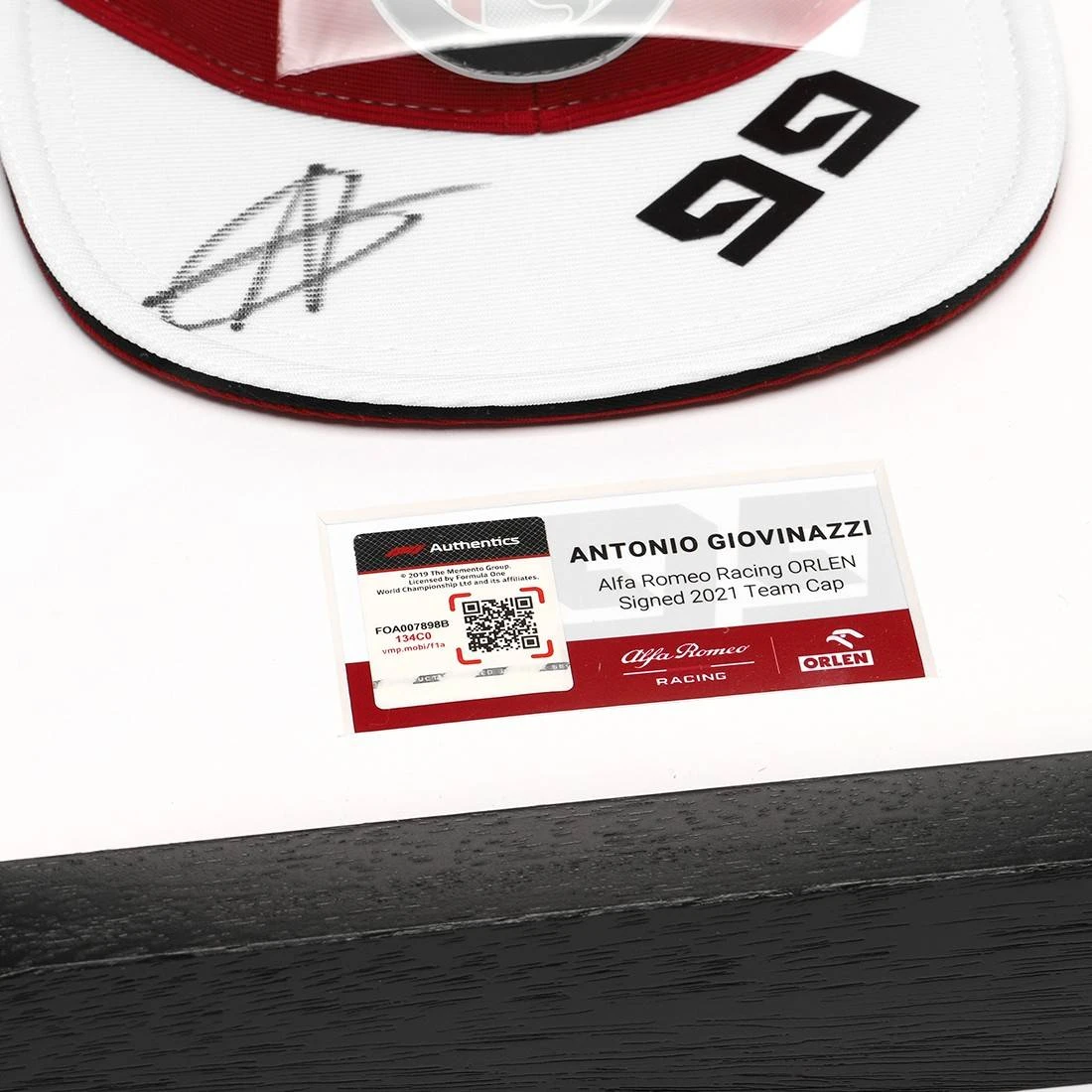 Alfa Romeo Antonio Giovinazzi 2021 Framed Signed Cap Alfa Romeo 3 Alfa Romeo Antonio Giovinazzi 2021 Framed Signed Cap Alfa Romeo