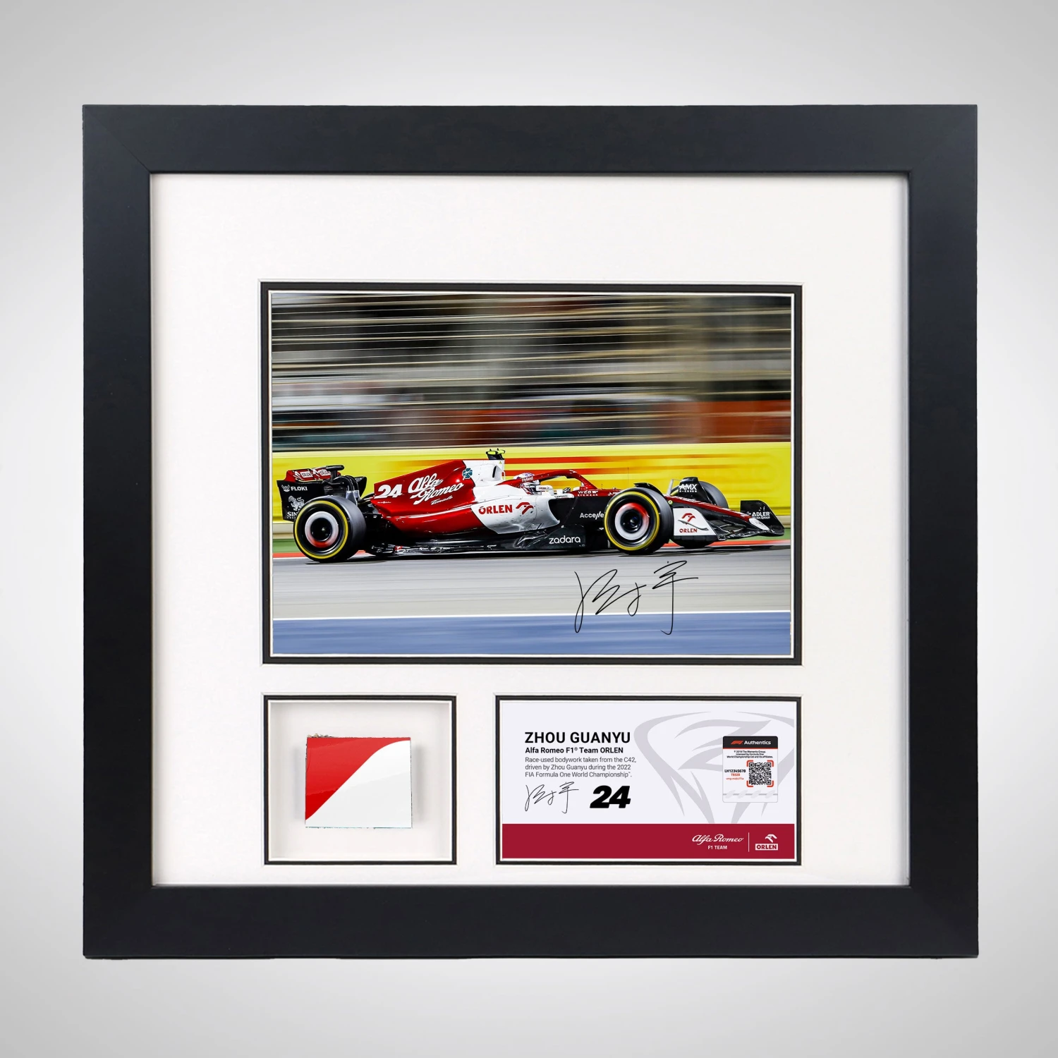 Alfa Romeo Zhou Guanyu 2022 Signed Bodywork & Photo 1 Alfa Romeo Zhou Guanyu 2022 Signed Bodywork & Photo