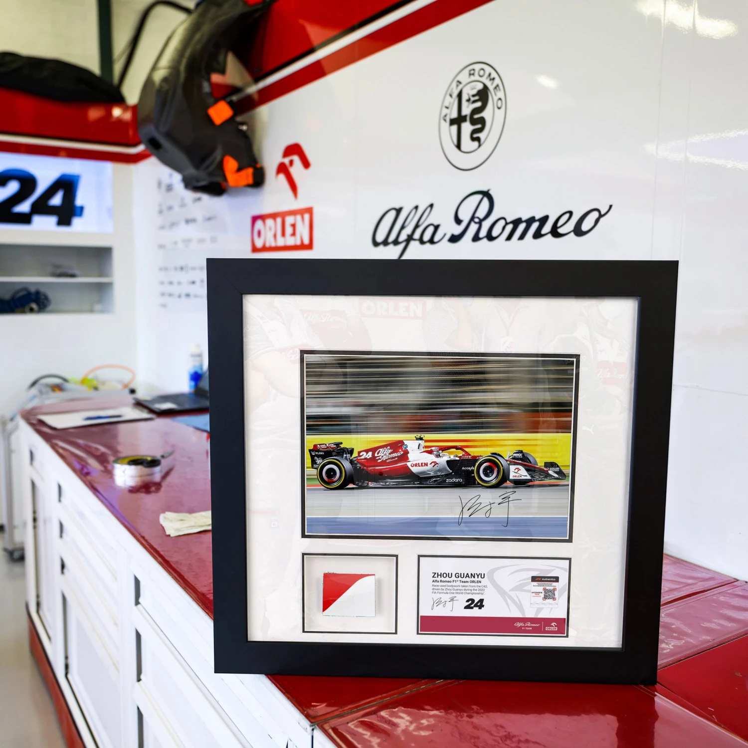 Alfa Romeo Zhou Guanyu 2022 Signed Bodywork & Photo 2 Alfa Romeo Zhou Guanyu 2022 Signed Bodywork & Photo