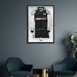 Alpine Esteban Ocon 2021 Framed Signed Race-worn Race Suit - Bahrain GP Alpine