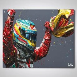 F1 Authentics Fernando Alonso 2013 Win Hand Embellished Artwork - Paul Oz