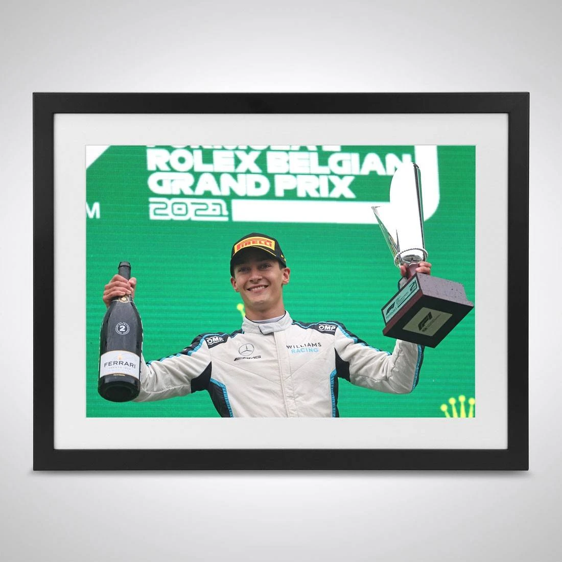 Williams George Russell 2021 Belgian GP Podium – James Moy Print Williams 1 Williams George Russell 2021 Belgian GP Podium – James Moy Print Williams