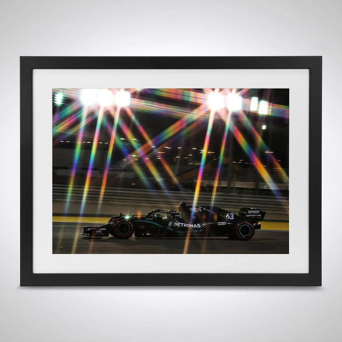 F1 Authentics Lewis Hamilton George Russell Mercedes W11 – Under The Lights - James Moy Print 1 F1 Authentics Lewis Hamilton George Russell Mercedes W11 – Under The Lights - James Moy Print