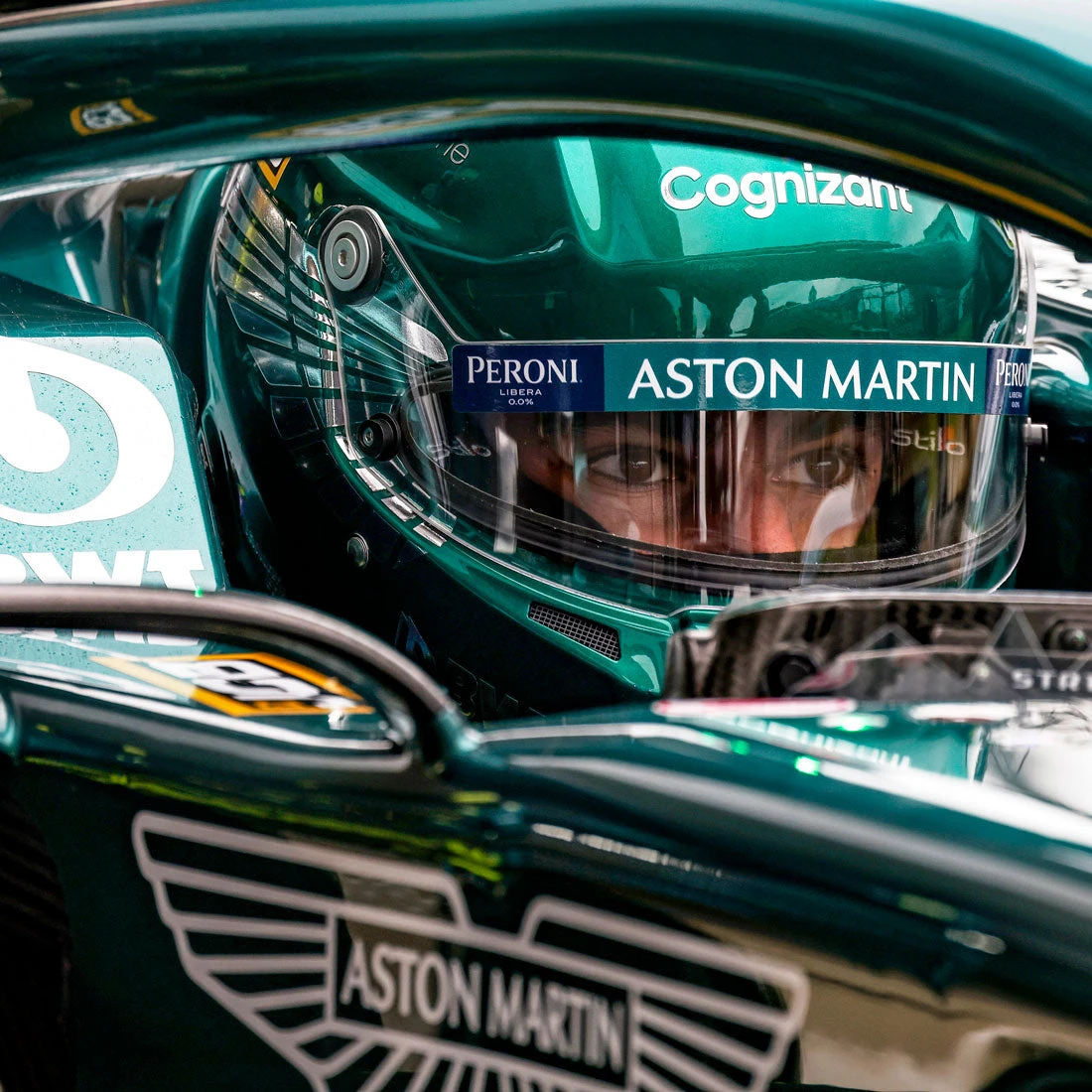 Aston Martin Lance Stroll 2021 Signed 1:2 Scale Helmet Aston Martin 2 Aston Martin Lance Stroll 2021 Signed 1:2 Scale Helmet Aston Martin