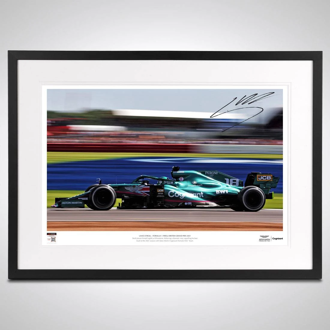 Aston Martin Aston Martin Lance Stroll 2021 Signed Photograph – British GP 1 Aston Martin Aston Martin Lance Stroll 2021 Signed Photograph – British GP