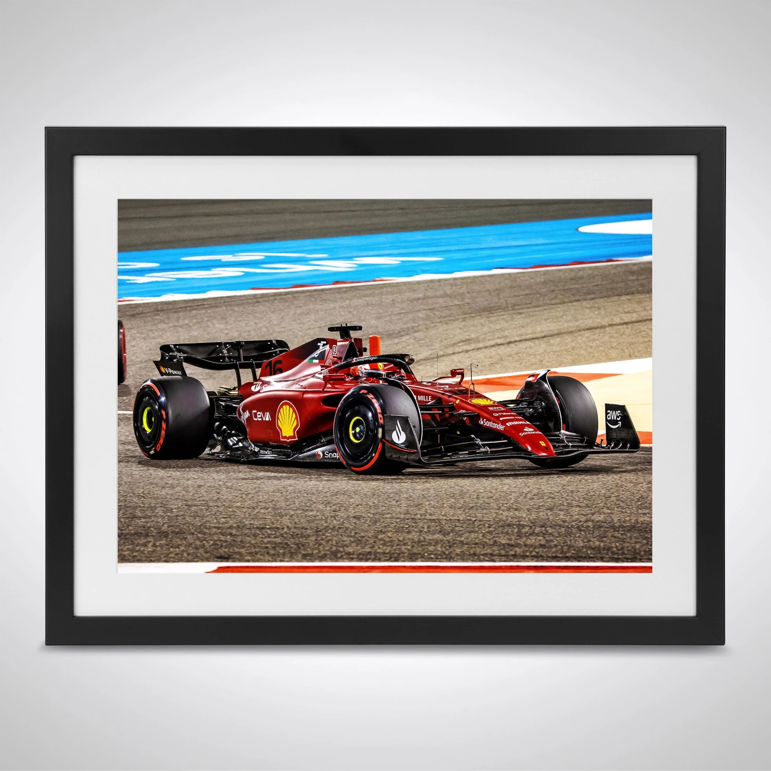 Ferrari Ferrari Charles Leclerc 2022 Bahrain Grand Prix Print – James Moy 1 Ferrari Ferrari Charles Leclerc 2022 Bahrain Grand Prix Print – James Moy