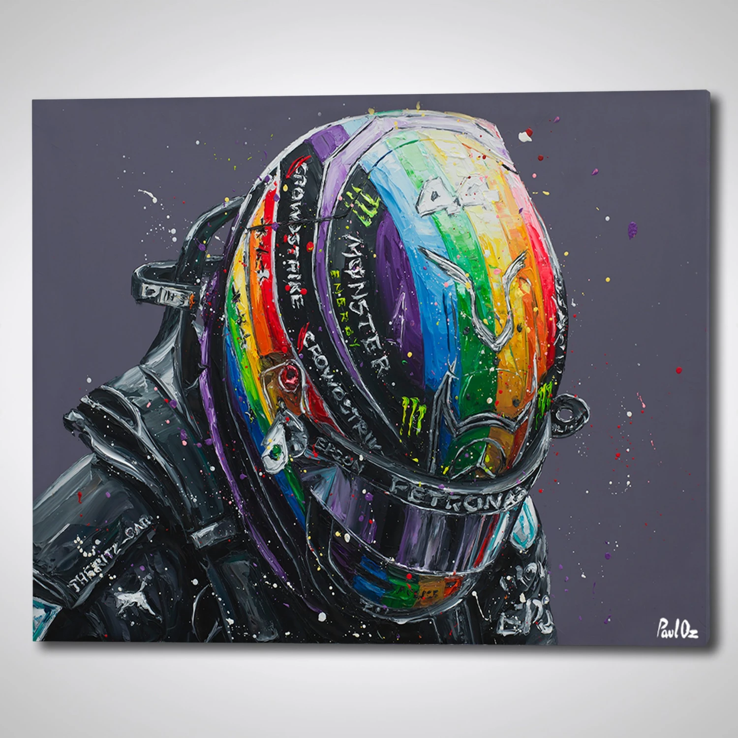 F1 Authentics Lewis Hamilton 2021 Rainbow Helmet Hand Embellished Artwork – Paul Oz 1 F1 Authentics Lewis Hamilton 2021 Rainbow Helmet Hand Embellished Artwork – Paul Oz