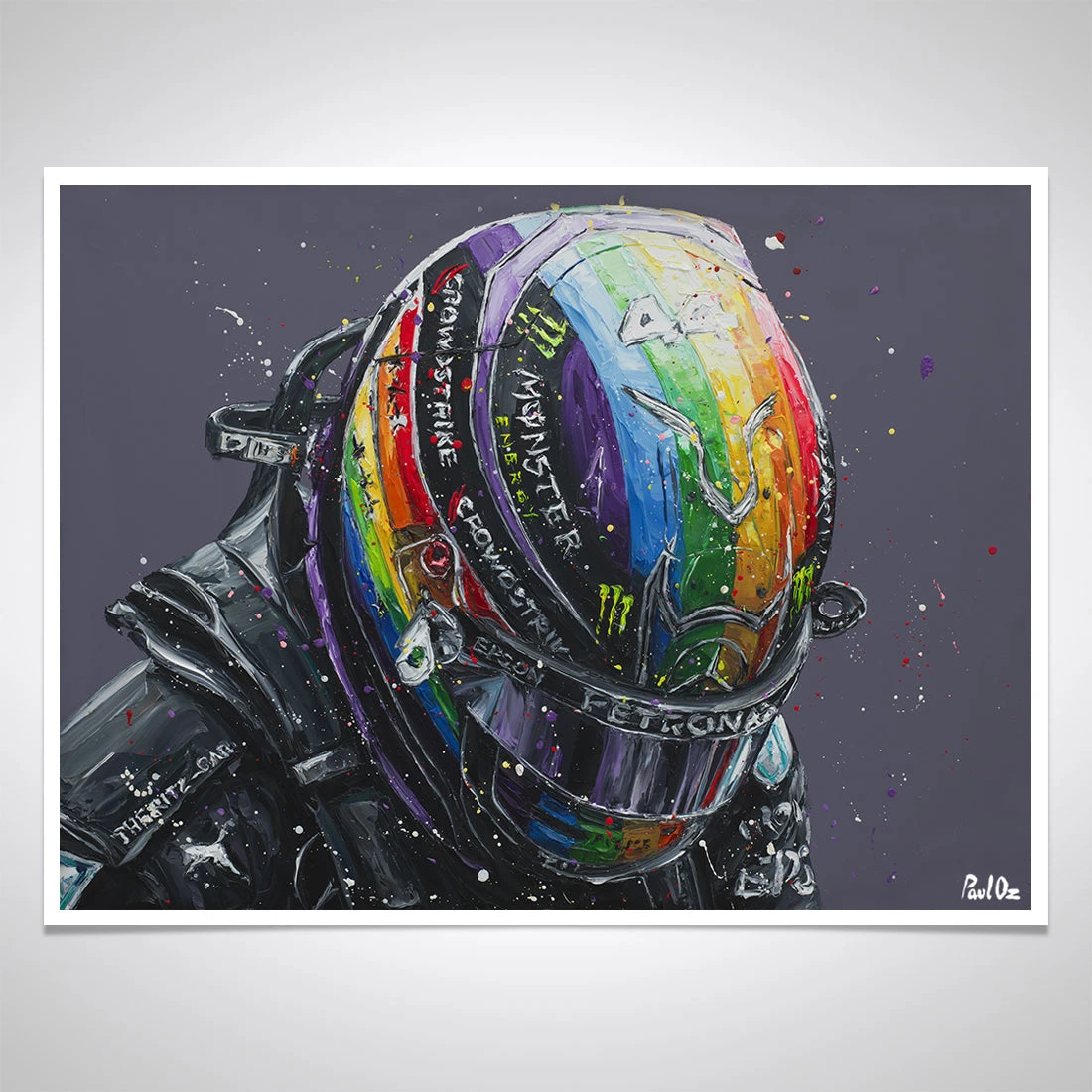 F1 Authentics Lewis Hamilton 2021 Rainbow Helmet Hand Embellished Artwork – Paul Oz 2 F1 Authentics Lewis Hamilton 2021 Rainbow Helmet Hand Embellished Artwork – Paul Oz