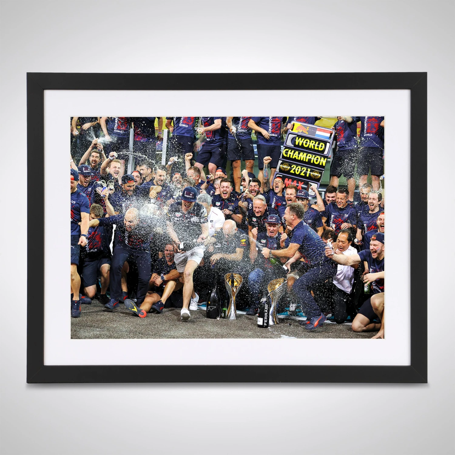 Max Verstappen 2021 World Champion Red Bull Team Celebrations – James Moy Print 1 Max Verstappen 2021 World Champion Red Bull Team Celebrations – James Moy Print