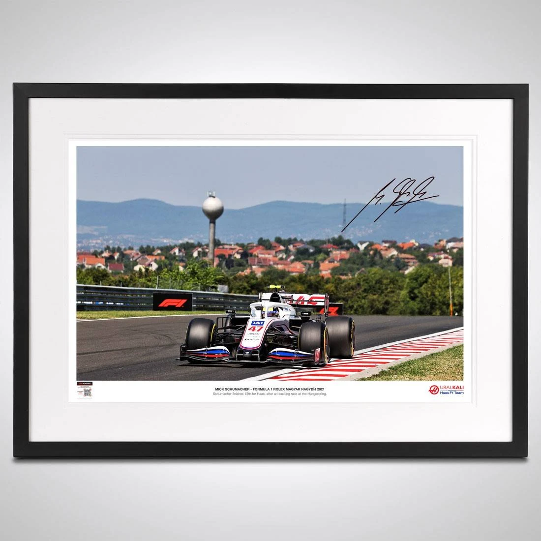 Haas Mick Schumacher 2021 Signed Photograph – Hungarian GP Haas 1 Haas Mick Schumacher 2021 Signed Photograph – Hungarian GP Haas