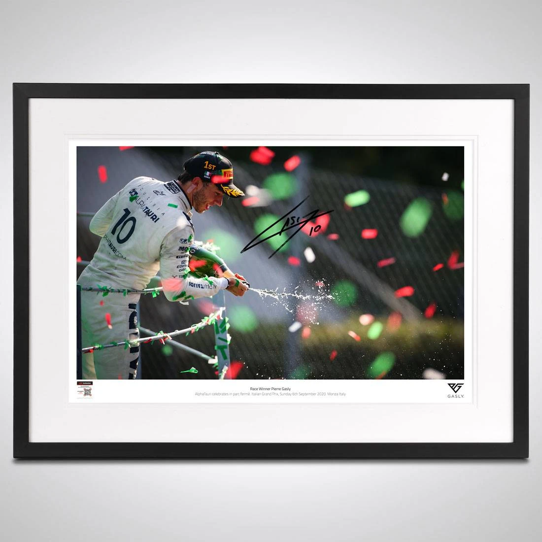AlphaTauri Pierre Gasly 2020 Signed Italian GP Podium Photograph AlphaTauri 1 AlphaTauri Pierre Gasly 2020 Signed Italian GP Podium Photograph AlphaTauri