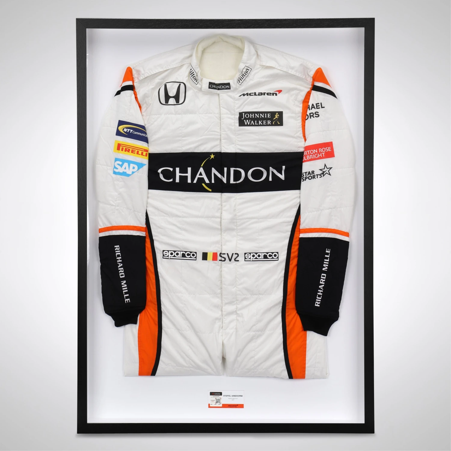 McLaren Stoffel Vandoorne 2017 Official Replica Race Suit With Chandon Letter Branding McLaren 1 McLaren Stoffel Vandoorne 2017 Official Replica Race Suit With Chandon Letter Branding McLaren