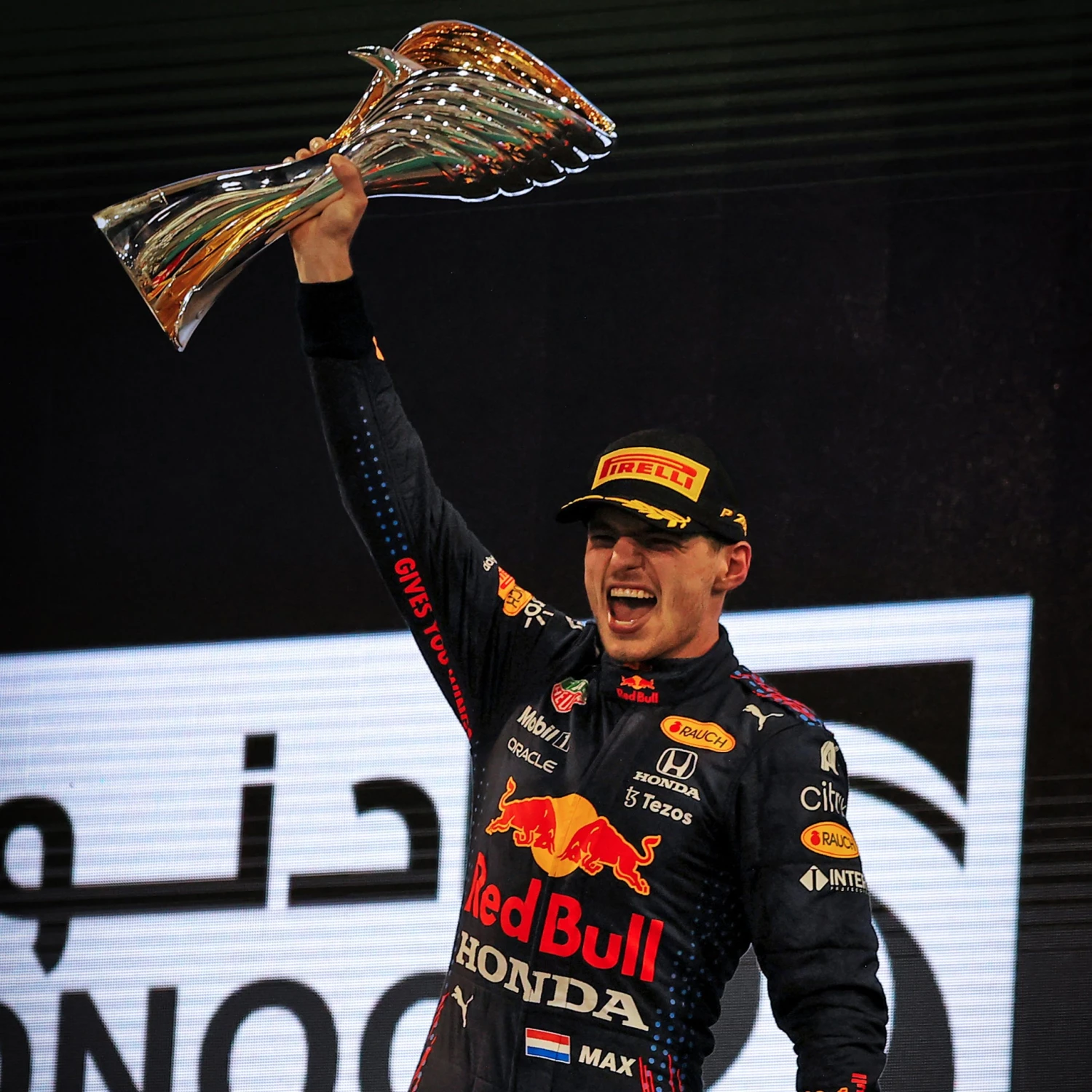 Red Bull Red Bull Max Verstappen 2021 World Champion Podium Trophy – James Moy Print 2 Red Bull Red Bull Max Verstappen 2021 World Champion Podium Trophy – James Moy Print